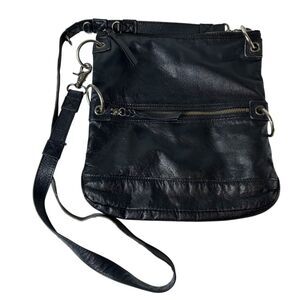 The Sak Pax Black Supple Leather Convertible Crossbody Shoulder Clutch Bag